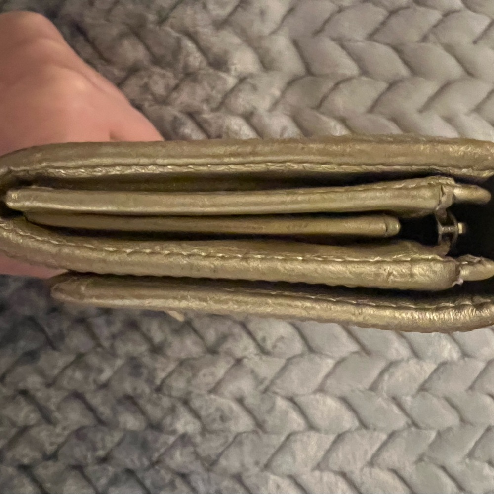 Coach Tan & Gold Canvas & Leather Trim Signature Wallet. - Picture 7 of 16